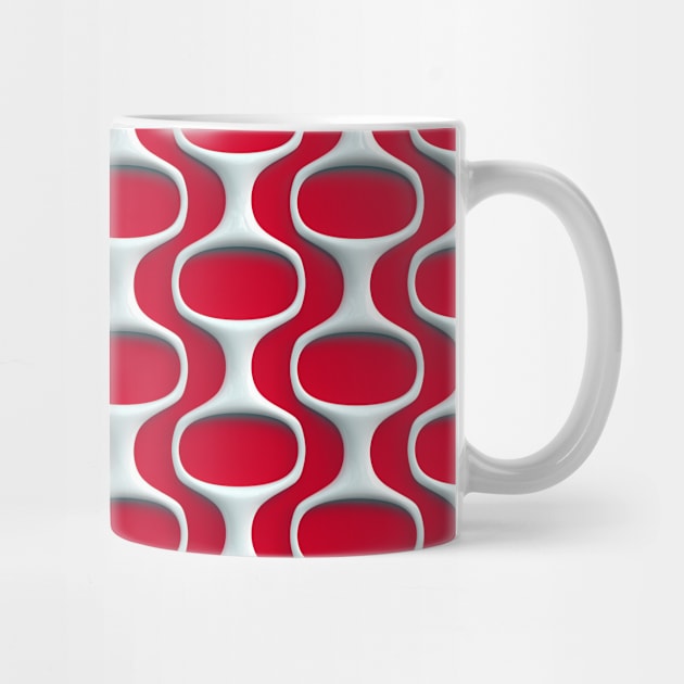 Retro Modern Pattern on Red by AKdesign